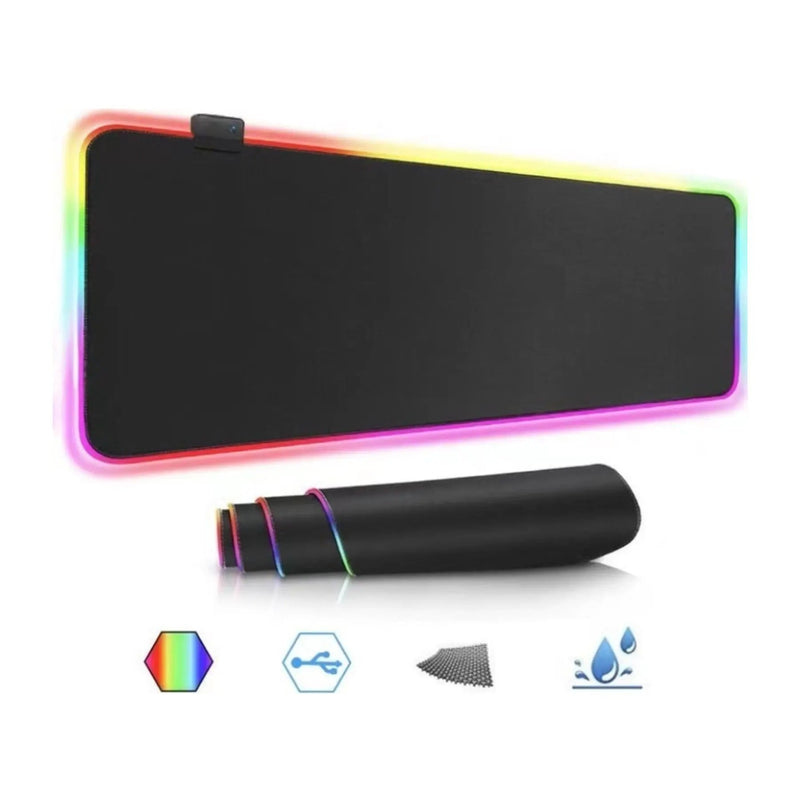 Mouse Pad Gamer Iluminado Rgb Led 80x30cm Preto